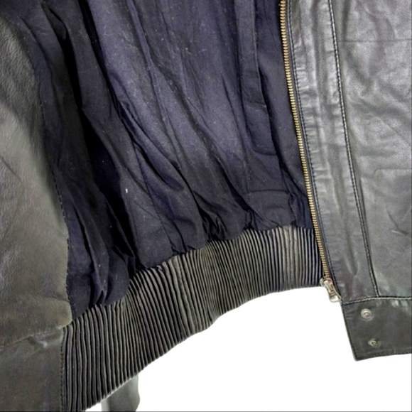 Kookai leather jacket short vintage Victor Hugo black bomber style size 8 - Picture 3 of 12